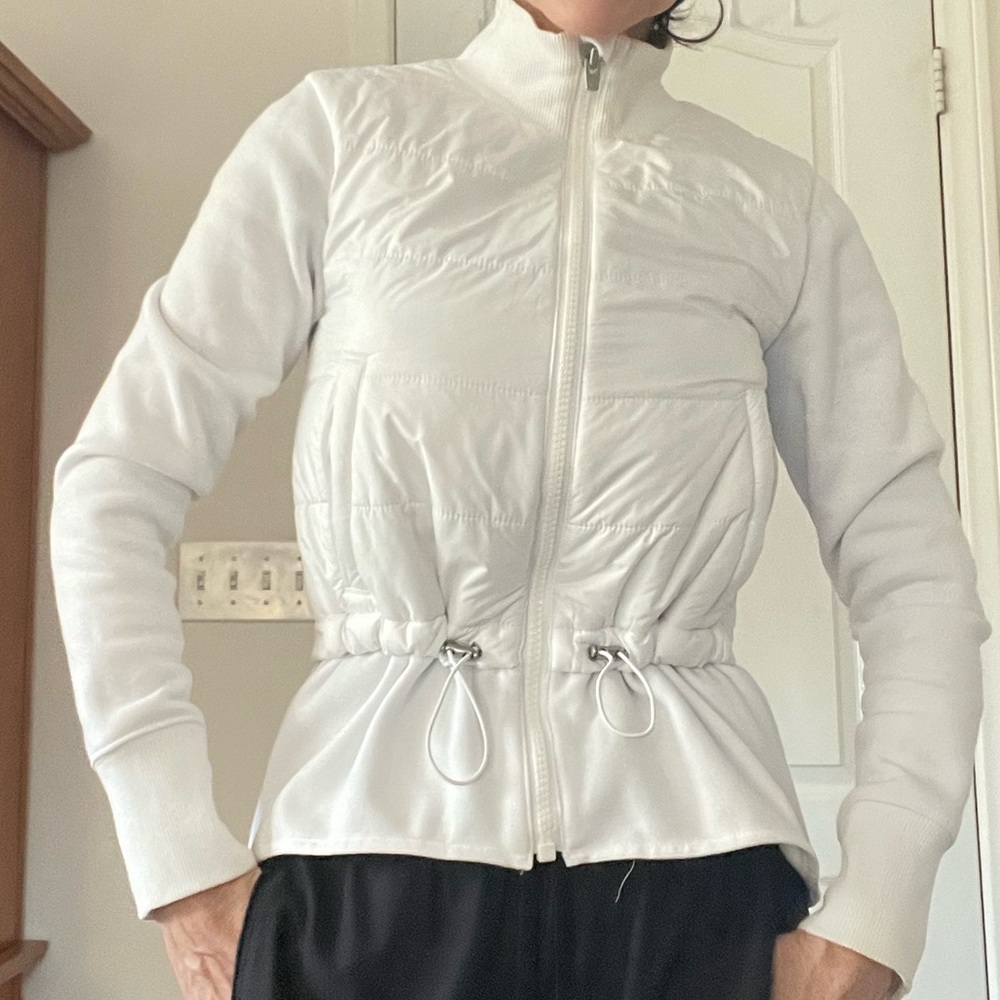 ATHLETA ZIP SWEATSHIRT DRAWSTRING WAIST PUFFER LONG SLEEVE JACKET - Picture 1 of 5